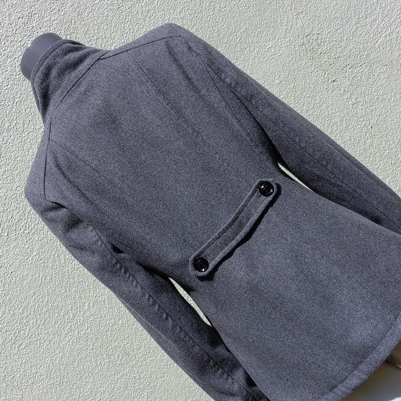 Guess Ladies (10) Button Grey Wool Blend Peaoat - Picture 14 of 16